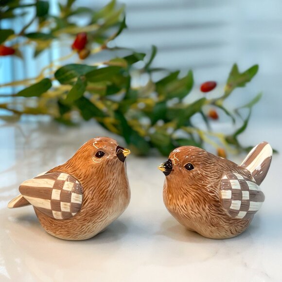 🐦 MacKenzie-Childs Songbird Salt & Pepper Set – Gilded Garden 🪻 - Picture 3 of 16